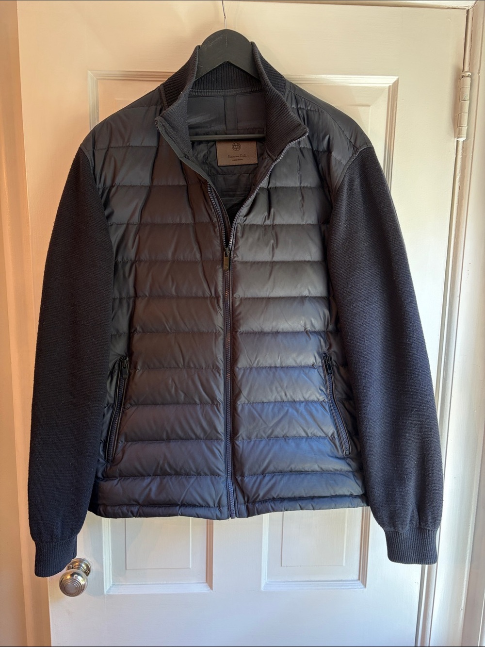Massimo Dutti Men's Quilted Dark Brown Puffer Jacket